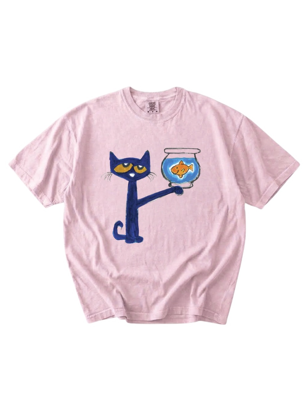 Comfort colors Pink Cat & Fish Graphic Tee